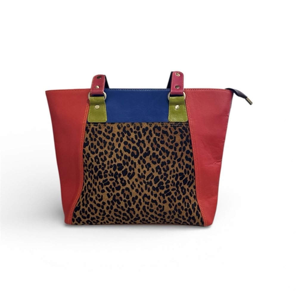New With Tags Leopard Leather Tote
